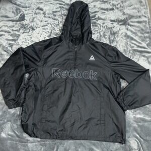 REEBOK Waterproof Windproof Black Quarter Zip Pullover‎ Rain Jacket Mens 2XL
